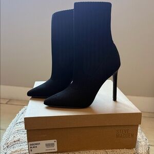 Steve Madden Black Heeled Sock Boots